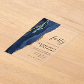 ミニマル海軍金ゴールドアゲード40歳の誕生日 アクリル招待状 (レイダウン)