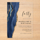 ミニマル海軍金ゴールドアゲード40歳の誕生日 アクリル招待状 (正面)