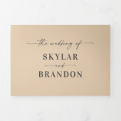 ミニマル淡い色のシンプル黄色はっきりしたの名結婚前 三つ折り招待状 (カバー)