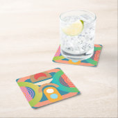 ミニマル淡い色のス抽象芸術幾何学図形 スクエアペーパーコースター (インサイチュ)