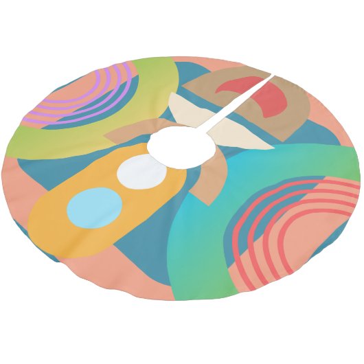 ミニマル淡い色のス抽象芸術幾何学図形 ブラッシュドポリエステルツリースカート (アングル)