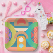 ミニマル淡い色のス抽象芸術幾何学図形 ペーパープレート (パーティー)