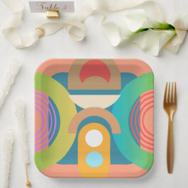 ミニマル淡い色のス抽象芸術幾何学図形 ペーパープレート