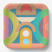 ミニマル淡い色のス抽象芸術幾何学図形 ペーパープレート (正面)