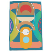 ミニマル淡い色のス抽象芸術幾何学図形 ミディアムペーパーバッグ (正面)