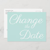 ミニマル淡い色のリストのシーグリーン日付の変更 案内ポストカード (正面/裏面)