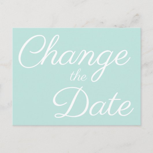 ミニマル淡い色のリストのシーグリーン日付の変更 案内ポストカード (正面)
