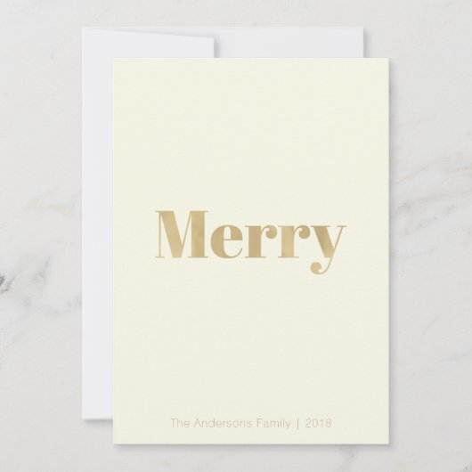ミニマル淡い色のリストイエロー&金ゴールドメリークリスマスカード シーズンカード (正面)
