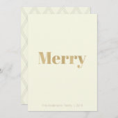 ミニマル淡い色のリストイエロー&金ゴールドメリークリスマスカード シーズンカード (正面/裏面)