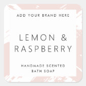 ミニマル淡い色の赤面ピンクバスストローク製品ラベル スクエアシール (正面)