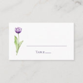 ミニマル深いパープルチューリップウェディングレセプション プレイスカード (正面)