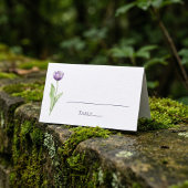 ミニマル深いパープルチューリップウェディングレセプション プレイスカード