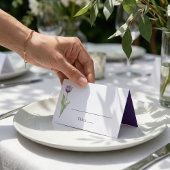 ミニマル深いパープルチューリップウェディングレセプション プレイスカード