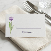 ミニマル深いパープルチューリップウェディングレセプション プレイスカード