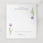 ミニマル深いパープルチューリップウェディングレセプション プレイスカード (外部開封)