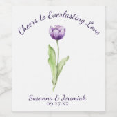 ミニマル深いパープルチューリップウェディングレセプション ワインラベル (シングルラベル)