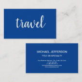 ミニマル深いブルーモダンプレーン旅行代理店 名刺 (正面/裏面)