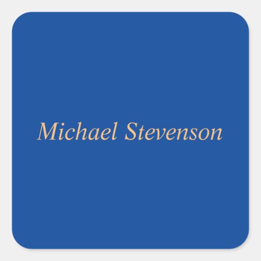 ミニマル深いブルーモダンプレーン スクエアシール (正面)