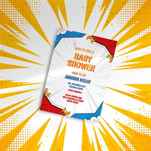 ミニマル漫画ブックベビーシャワー招待状 招待状