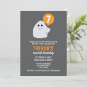 ミニマル漫画幽霊誕生日パーティーへの招待 招待状 (スタンド正面)