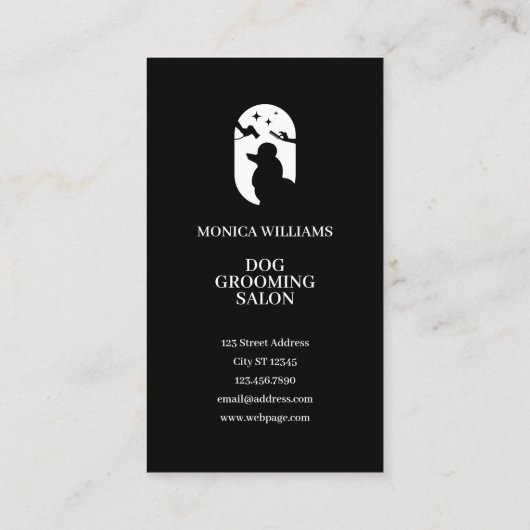 ミニマル澄んエレガント白黒ドッグのロゴ 名刺 (裏面)
