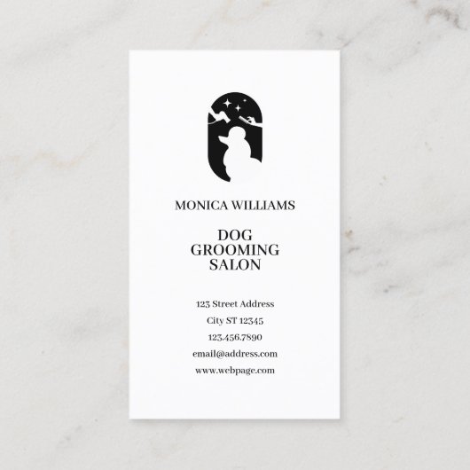 ミニマル澄んエレガント白黒ドッグのロゴ 名刺 (裏面)