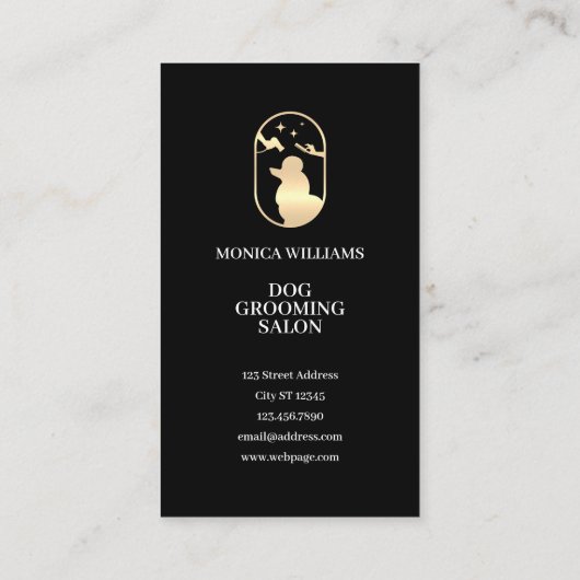 ミニマル澄んエレガント金ゴールドドッググルーミングロゴ 名刺 (裏面)