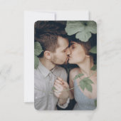 ミニマル無地のモンステラ濃い緑結婚色 セーブザデート (裏面)