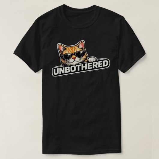 ミニマル無関心猫モチーフデザイン Tシャツ (デザイン正面)