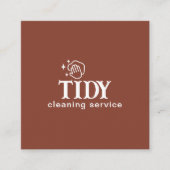 ミニマル焦げオレンジ清掃サービスカスタム スクエア名刺 (正面)