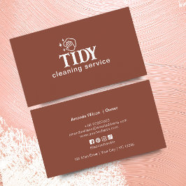 ミニマル焦げオレンジ清掃サービスカスタム 名刺
