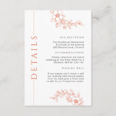 ミニマル焼きオレンジ色のフローラ結婚の詳細挿入 エンクロージャーカード (正面)