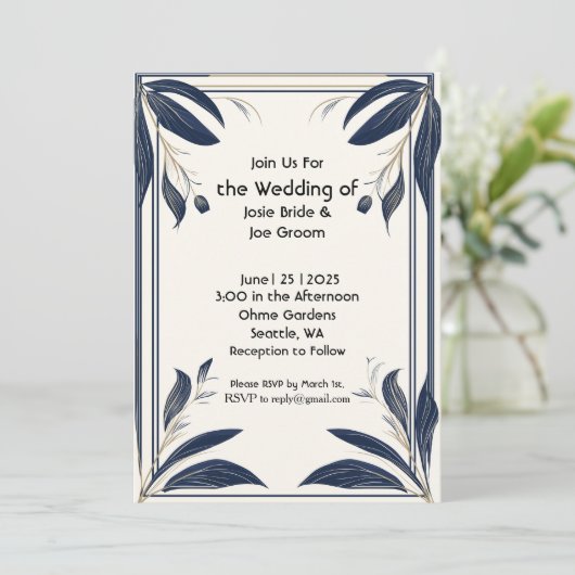 ミニマル熱帯結婚式招待状 招待状 (スタンド正面)