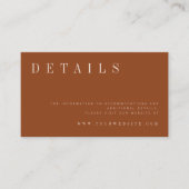 ミニマル燃えたオレンジ結婚の詳細囲い エンクロージャーカード (正面)