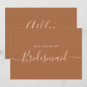 ミニマル燃えオレンジの花嫁メイド提案 招待状 (正面/裏面)