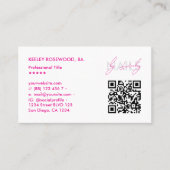 ミニマル爪、 ネイルセラピストスパピンクロイヤリティ 名刺 (正面)