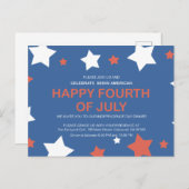 ミニマル独立記念日7月4日 インビテーションポストカード (正面/裏面)