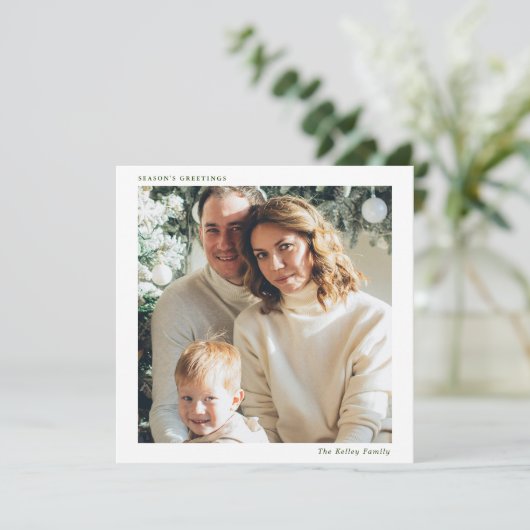 ミニマル独身のスクエアパーソナライズされた写真 シーズンカード (スタンド正面)