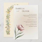 ミニマル独身のリストフラワー結婚式招待状 招待状 (正面/裏面)