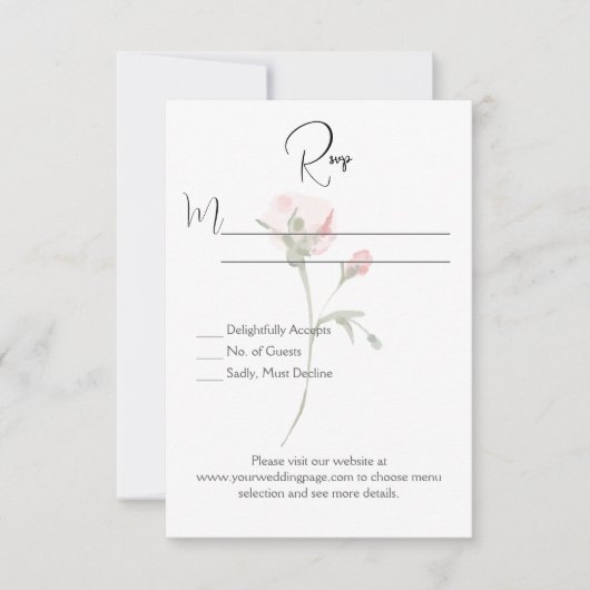 ミニマル独身のリストStemフローラ応答カード 出欠カード (正面)