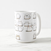 ミニマル猫ラインアートエレガント – 手書き コーヒーマグカップ (正面右)