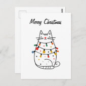 ミニマル猫好きクリスマスカード ポストカード (正面/裏面)