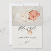 ミニマル生まれたばかりのベビーフォトハローワールド 案内状 (正面)