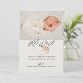 ミニマル生まれたばかりのベビーフォトハローワールド 案内状 (スタンド正面)