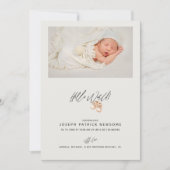 ミニマル生まれたばかりのベビーフォトハローワールド 案内状 (正面)
