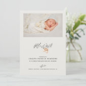 ミニマル生まれたばかりのベビーフォトハローワールド 案内状 (スタンド正面)