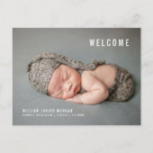 ミニマル生まれたばかりのム写真誕生のお知らせ ポストカード (正面)