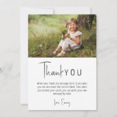 ミニマル男女兼用ス縦型フォト誕生日 サンキューカード (正面)