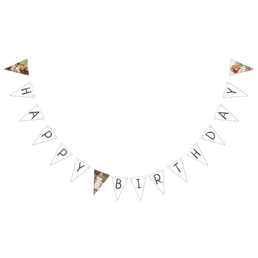 ミニマル男女兼用ハッピーバースデー写真 バンティングフラッグ (全)