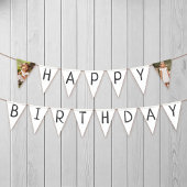 ミニマル男女兼用ハッピーバースデー写真 バンティングフラッグ